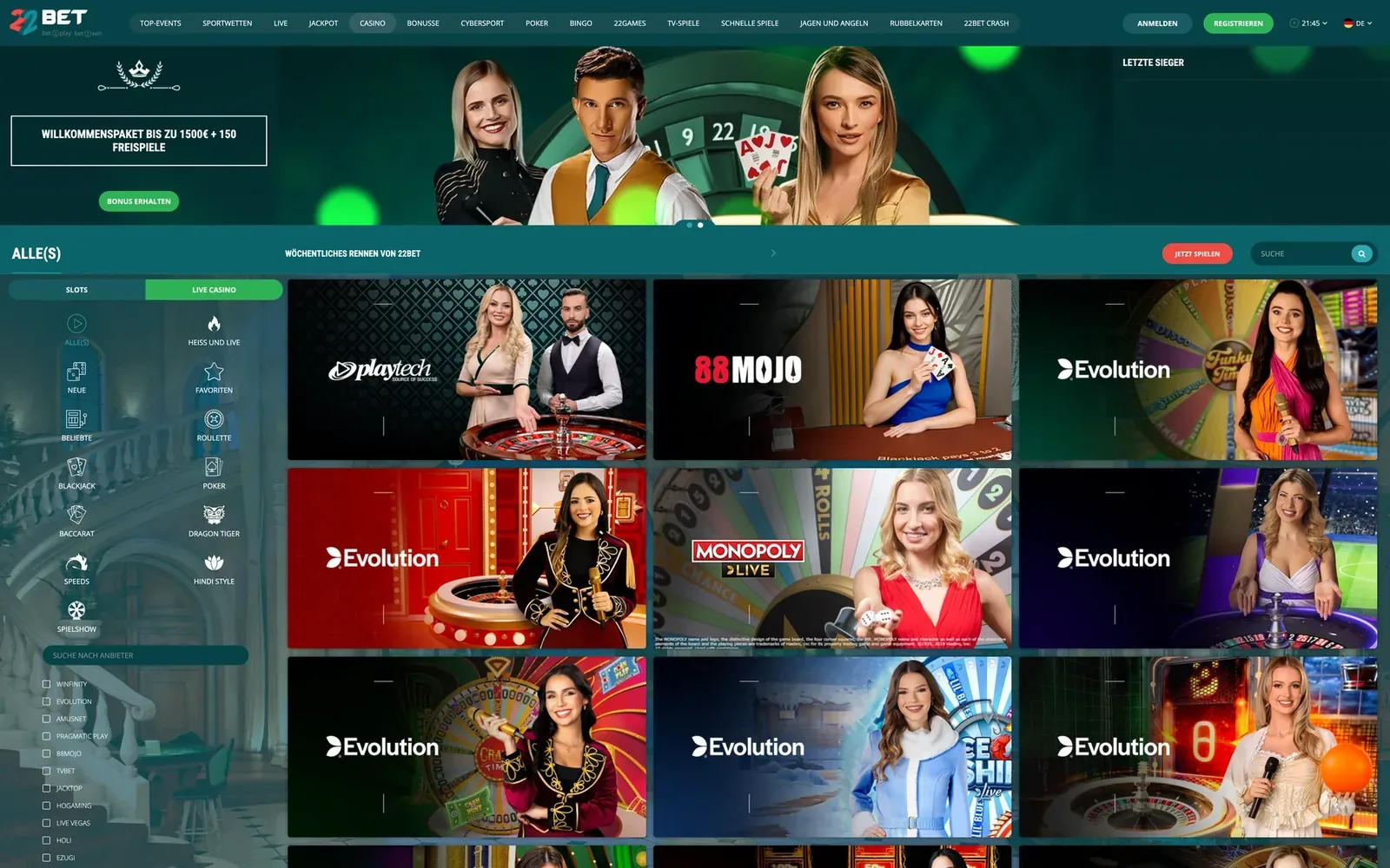 Testumgebung – 22Bet